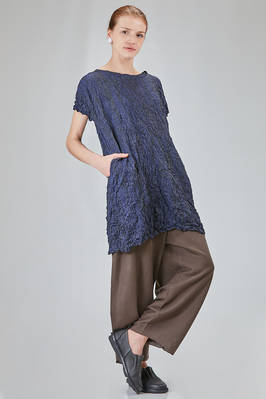 long and slim tunic in polyester froissé with tone on tone motif - SHU MORIYAMA 