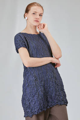 long and slim tunic in polyester froissé with tone on tone motif - SHU MORIYAMA 