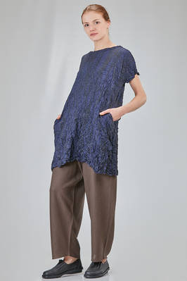 long and slim tunic in polyester froissé with tone on tone motif - SHU MORIYAMA 