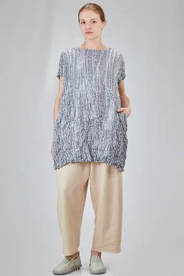 long and slim tunic in polyester froissé with tone on tone motif - SHU MORIYAMA 