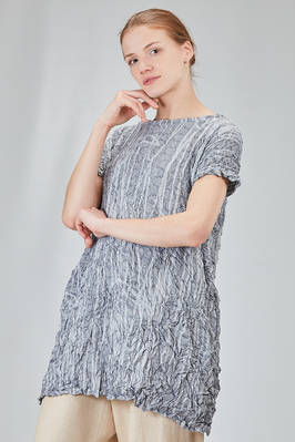 long and slim tunic in polyester froissé with tone on tone motif - SHU MORIYAMA 