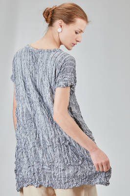 long and slim tunic in polyester froissé with tone on tone motif - SHU MORIYAMA 