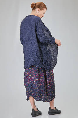 long and wide jacket, in polyester froissé with horizontal stripes tone on tone - SHU MORIYAMA 