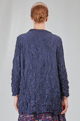 long and wide jacket, in polyester froissé with horizontal stripes tone on tone - SHU MORIYAMA 