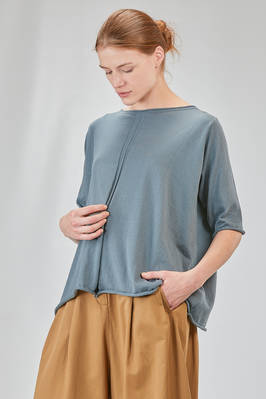 long and wide t-shirt in plain cotton knit - KNIT KNIT 