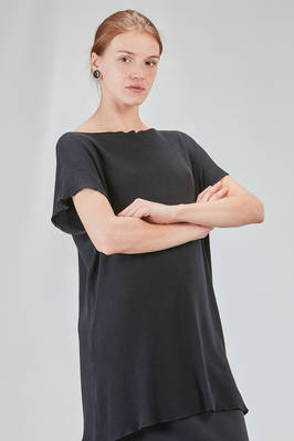 long and wide t-shirt in ribbed cotton knit - KNIT KNIT 
