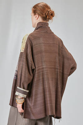 below the hip kimono style jacket crafted in wool bourette and viscose patchwork, parts in cotton - CHRISTINE MOREAU 