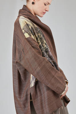 below the hip kimono style jacket crafted in wool bourette and viscose patchwork, parts in cotton - CHRISTINE MOREAU 