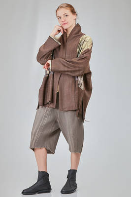 below the hip kimono style jacket crafted in wool bourette and viscose patchwork, parts in cotton - CHRISTINE MOREAU 