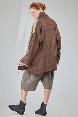 below the hip kimono style jacket crafted in wool bourette and viscose patchwork, parts in cotton - CHRISTINE MOREAU 