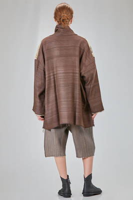 below the hip kimono style jacket crafted in wool bourette and viscose patchwork, parts in cotton - CHRISTINE MOREAU 