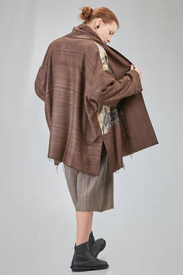 below the hip kimono style jacket crafted in wool bourette and viscose patchwork, parts in cotton - CHRISTINE MOREAU 