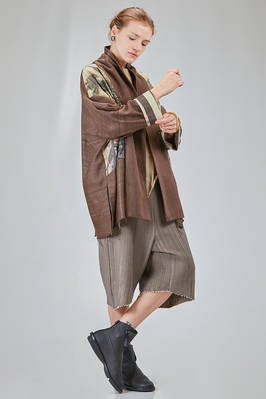 below the hip kimono style jacket crafted in wool bourette and viscose patchwork, parts in cotton - CHRISTINE MOREAU 