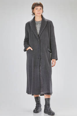 long and slim coat in shaved cashmere fur cloth  - 405