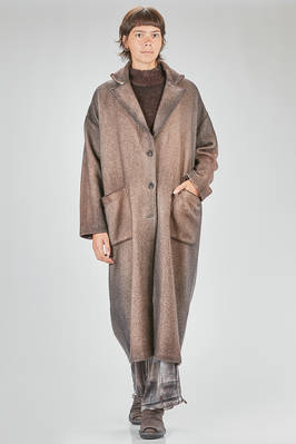 long and wide coat in over-dyed new wool and polyamide herringbone  - 405