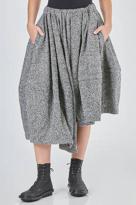 wide and asymmetric skirt/trousers in faded wool and nylon tweed  - 157