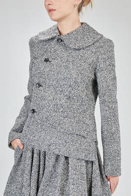 giacca al fianco, asimmetrica, in tweed sfumato di lana e nylon - COMME des GARÇONS - COMME des GARÇONS 