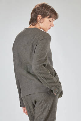 long and straight jacket, in embossed new wool and silk gauze - FORME D' EXPRESSION 