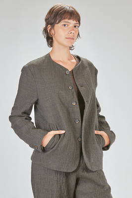 long and straight jacket, in embossed new wool and silk gauze - FORME D' EXPRESSION 