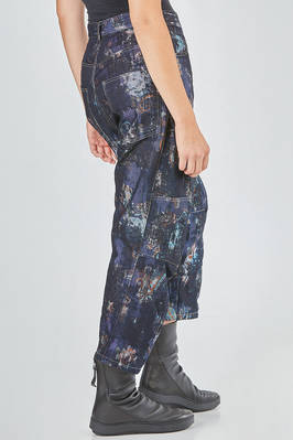 5 pockets trousers in shiny cotton and polyester denim with paisley print - FORME D' EXPRESSION 