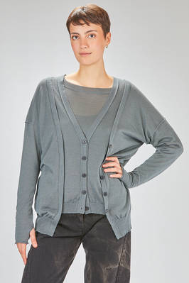 long and wide cardigan in light plain cashmere and silk knit  - 407