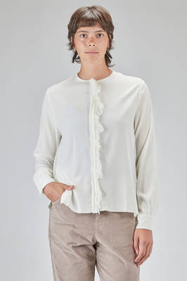 long and straight shirt in silk and elastan satin  - 366