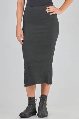 longuette pencil skirt, in stretch polyamide, silk and elastan froissé  - 163