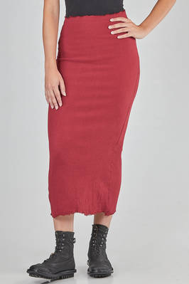 longuette pencil skirt, in stretch polyamide, silk and elastan froissé  - 163