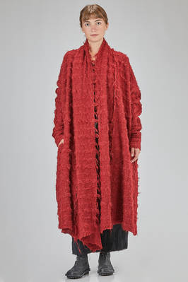 long and wide coat-like cardigan, in bouclé yak, mohair and polyamide knit  - 163