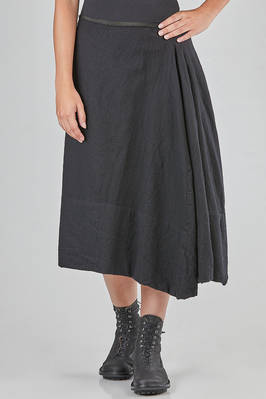 under the knee skirt, wide and asymmetric, in washed wool gauze  - 163
