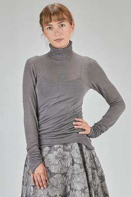 long and lean t-shirt in viscose, wool and elastan jersey  - 163