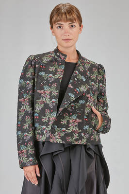 hip-lenght jacket, straight, in doubled cotton, cupro, polyester and nylon gauze with jacquard motif  - 381