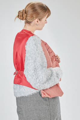 hip-lenght gilet, wide, in wool and polyurethane Prince of Wales and polyester canvas - NOIR KEI NINOMIYA 