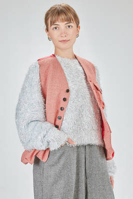 hip-lenght gilet, wide, in wool and polyurethane Prince of Wales and polyester canvas - NOIR KEI NINOMIYA 
