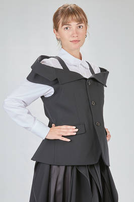 hip-lenght gilet, slim, in wool gabardine - NOIR KEI NINOMIYA 