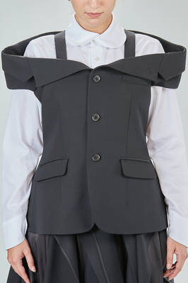 hip-lenght gilet, slim, in wool gabardine - NOIR KEI NINOMIYA 