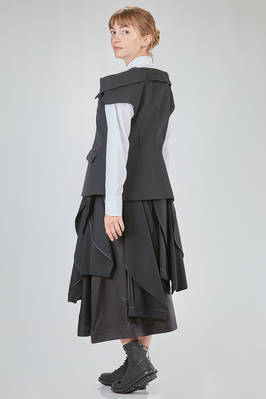 hip-lenght gilet, slim, in wool gabardine - NOIR KEI NINOMIYA 
