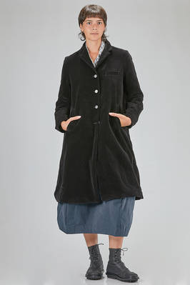 under the knee coat, slightly slim, in smooth cotton and linen velvet  - 415