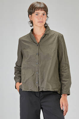 hip-lenght shirt, wide, in washed cotton poplin  - 415