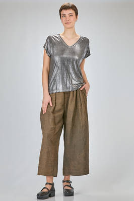 hip length t-shirt of laminated knit in melange linen - AVANT TOI 