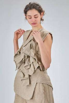 hip-length asymmetrical 'sculpture' waistcoat, in heavy washed yuta-like linen canvas - COMME DES GARÇONS 