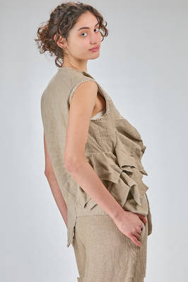 hip-length asymmetrical 'sculpture' waistcoat, in heavy washed yuta-like linen canvas - COMME DES GARÇONS 