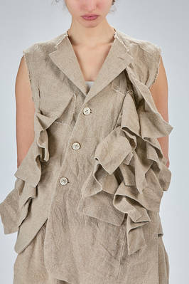 hip-length asymmetrical 'sculpture' waistcoat, in heavy washed yuta-like linen canvas - COMME DES GARÇONS 