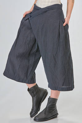 pantalone corto e ampio in crêpe lavato e sovra-tinto di lino - MARC LE BIHAN 