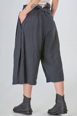pantalone corto e ampio in crêpe lavato e sovra-tinto di lino - MARC LE BIHAN 