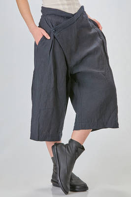 pantalone corto e ampio in crêpe lavato e sovra-tinto di lino - MARC LE BIHAN 