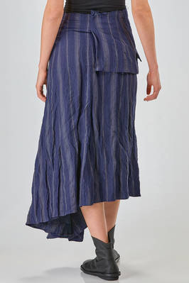 gonna longuette, asimmetrica in gessato lavato di cotone, metallo e poliammide - MARC LE BIHAN 