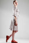 two pieces dress in linen cotton canvas with diagonal checks pattern - VIVIENNE WESTWOOD - Red 