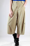 pantalone ampio in tela di cotone con banda laterale a fettuccia in contrasto di colore - ZUCCA 