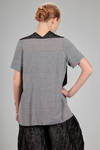 long and wide t-shirt in stockinette stitch of cotton and textile paper - BOBOUTIC 